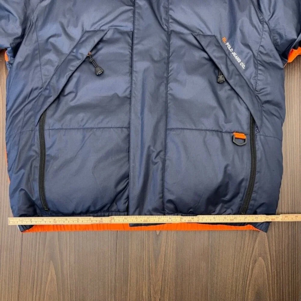 Rare VTG Ralph Lauren Polo Jeans Co. RL-67 Down Puffer‎ Jacket Large Navy Orange